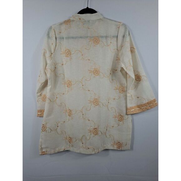 Rimara Ladies Pullover Linen Tunic, Size Medium.   Gorgeous Embroidery,  3/4... - Picture 8 of 12